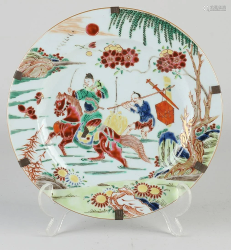 Chinese porcelain plate with rider/figure in river