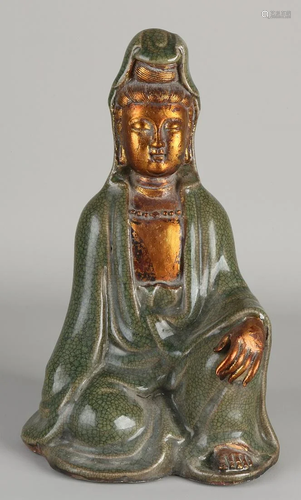 Chinese porcelain Quan Yin with celadon glaze and