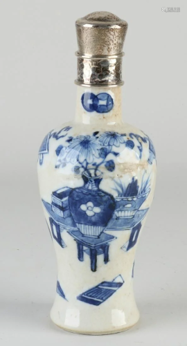 19th century Chinese porcelain vase with silver