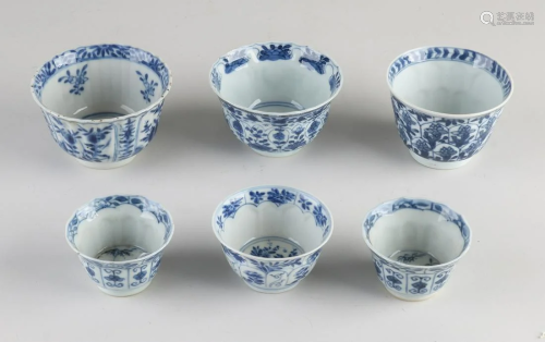 Six Chinese porcelain cups. Various. Kang Xy/Queng