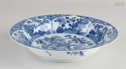 Chinese porcelain deep plate with bird of paradise in