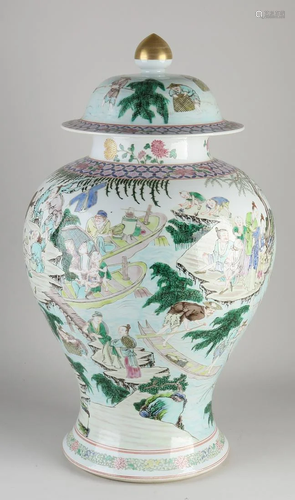 Very large Chinese porcelain Family Verte vase with