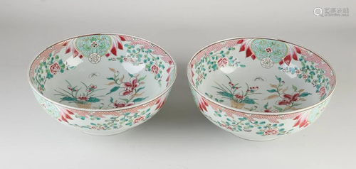 Two very large Chinese porcelain Family Rose bowls with