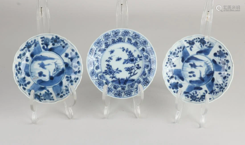 Three 18th century Chinese porcelain dishes with