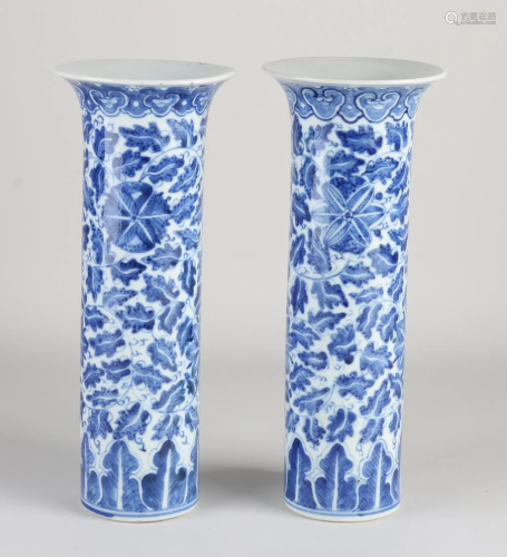 Two large Chinese porcelain vases with floral decor +
