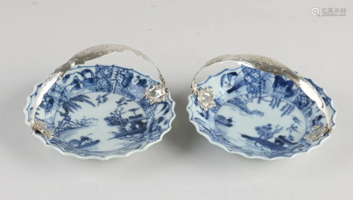 Two 18th century Chinese porcelain dishes with later