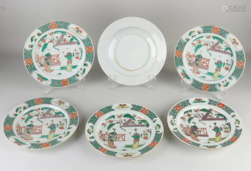 Set of six antique Chinese porcelain Familie Verte