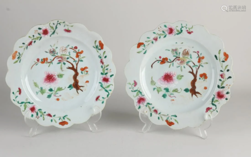 Two 18th century Chinese porcelain Family Rose plates