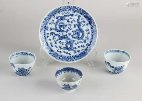 Four parts Chinese porcelain. 18th - 19th century.