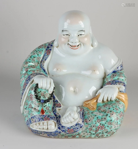 Large Chinese porcelain Laughing Buddha with Family