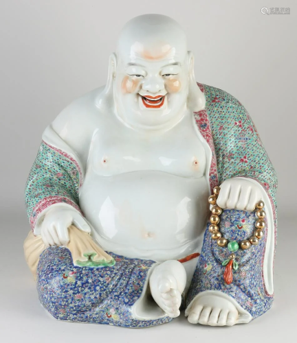 Large Chinese Porcelain Family Rose Laughing Buddha.