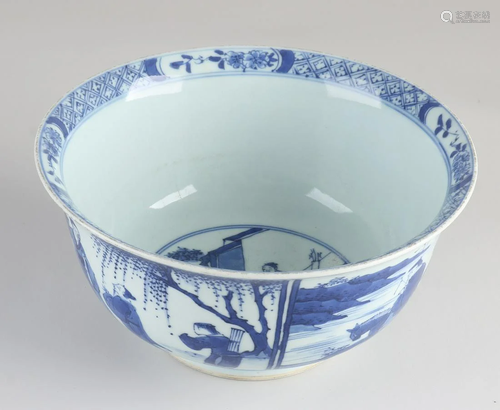 Large Chinese porcelain bowl with figures in a wings