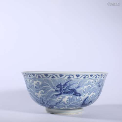 Ming Dynasty-Chenghua Blue and White Dragon Bowl