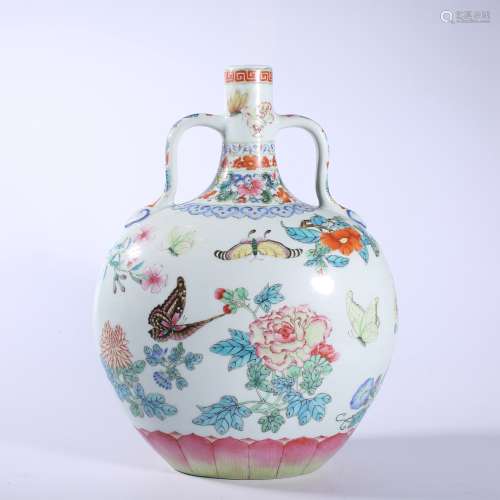 Qing-Yongzheng famille rose moon holding vase