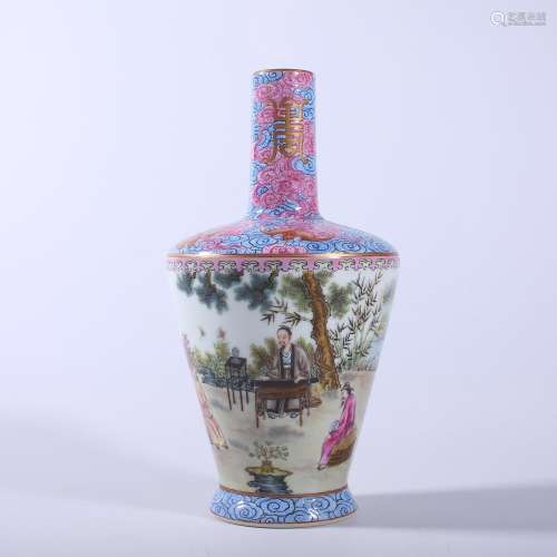 Qing-Yongzheng famille rose character bottle