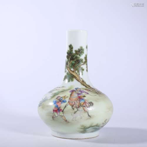 Qing-pastel figures flat bottle