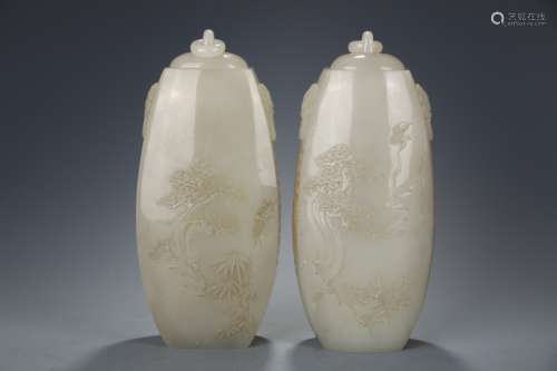Hetian Jade Poem Vase Made by Qianlong Years in Qing Dynasty