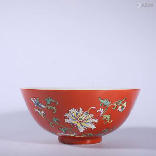 Qing Dynasty-Qianlong Red Flower Bowl