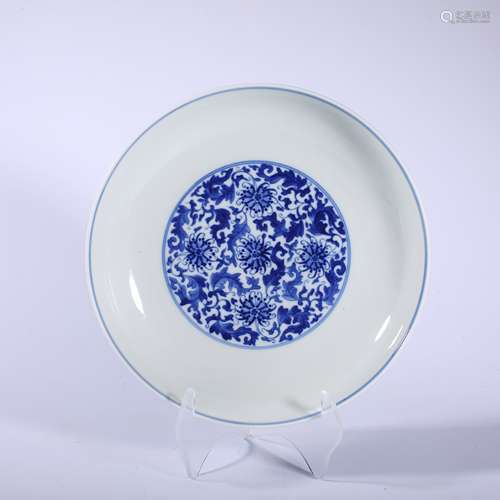 Qing-Yongzheng Blue and White Wrapped Plate