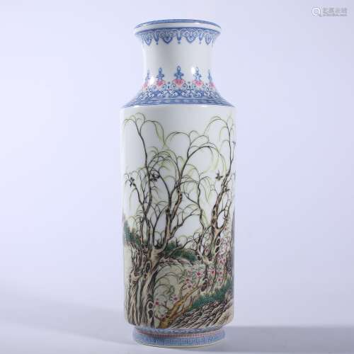 Qing Dynasty-Qianlong famille rose stick bottle