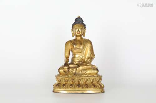 18TH Gilt bronze Buddha statue