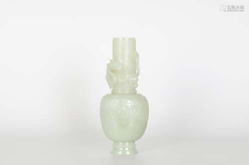 18TH Hetian White Jade Dragon Bottle