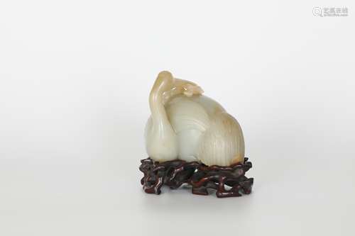 18TH Hetian jade crane