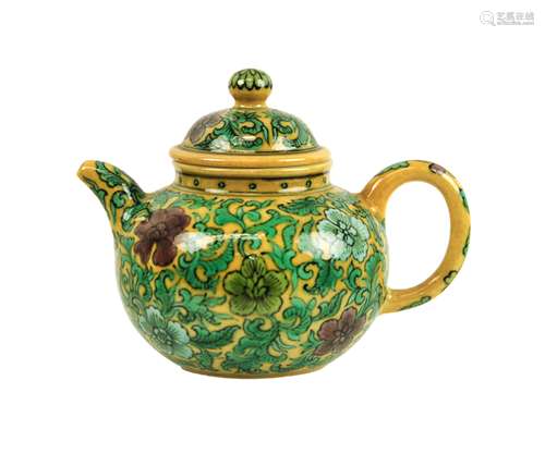 YELLOW GLAZED TEA POT