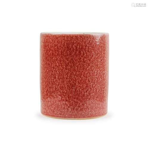 CHINESE SPECKLED RED GLAZED BRUSH POT