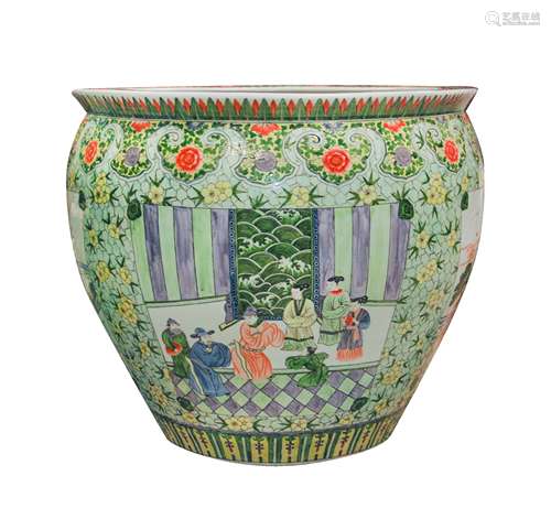 LARGE CHINESE FAMILLE VERTE FISH BOWL