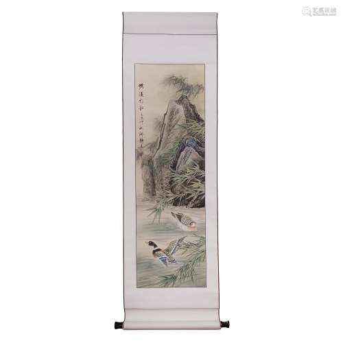 CHINESE SCROLL (DUCKS IN POND)