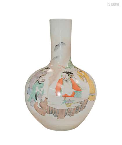 FAMILLE ROSE EIGHT IMMORTALS GLOBULAR VASE