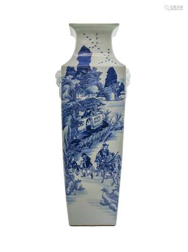 A CHINESE BLUE AND WHITE SQUARE VASE