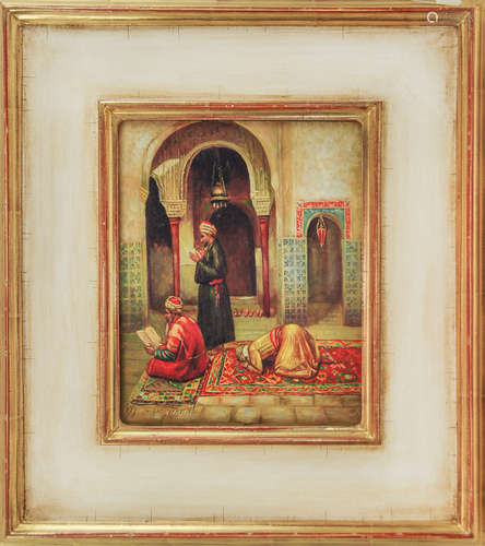 FRAMED PAINTING MEN AT PRAYER