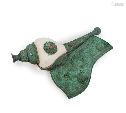 BUDDHIST BRONZE CONCH TRUMPET