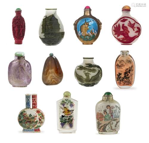 A COLLECTION OF ELEVEN CHINESE SNUFF BOTTLES