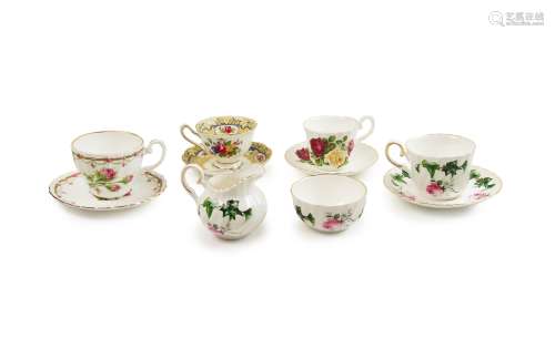 GROUP OF ENGLAND CHINA TEA CUPS AND SAUCERS