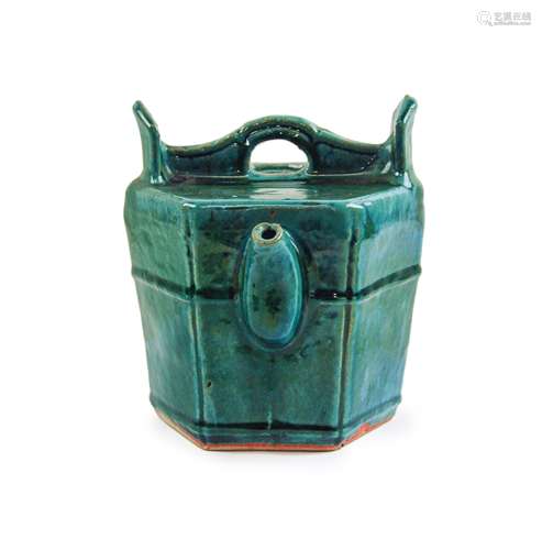 GREEN GLAZED WINE EWER