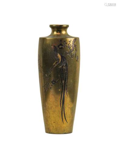 JAPANESE MIXED METAL SCHOLARS VASE