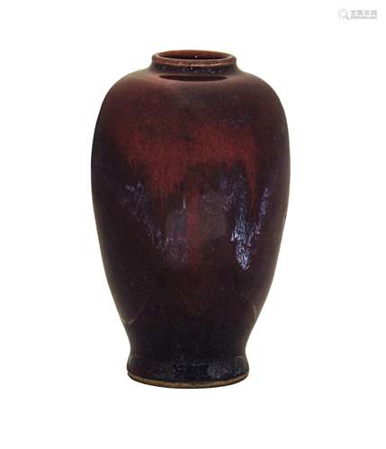 FLAMBE RED GLAZED  SCHOLARS VASE