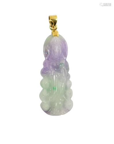 LAVENDER JADE /  VARIED STONE GUAN YIN PENDANT