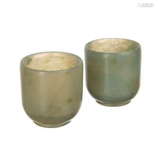 PAIR OF JADE WINE CUPS