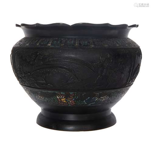 CHAMPLEVE BRONZE  POT