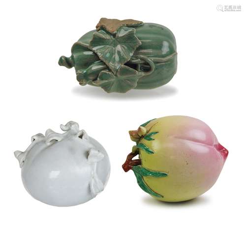 THREE PORCELAIN FRUITS