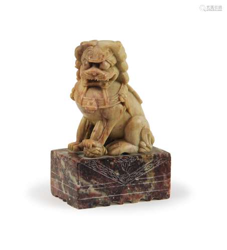 CARVED STONE FOO FIGURE OF LION