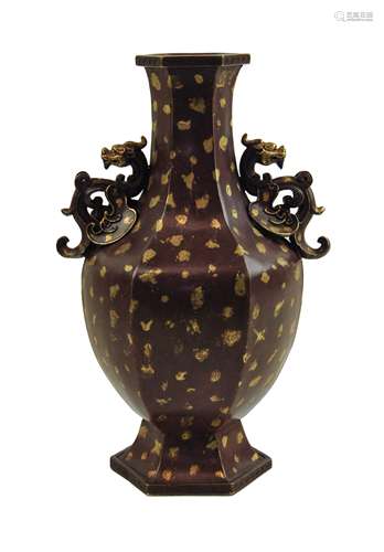 GOLD SPEKLED BRONZE VASE