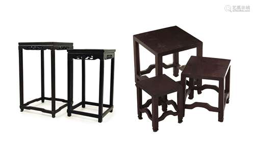 FIVE SMALL NESTING TABLES (2 SETS)