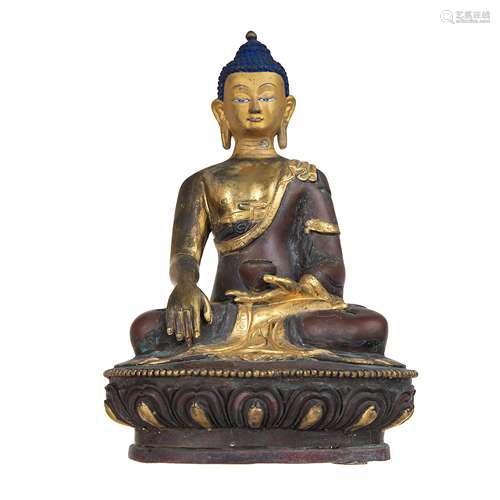 GILDED BRONZE SEATED BUDDHA