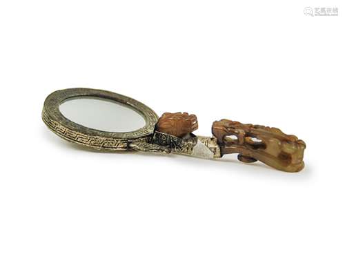 DRAGON HOOK JADE HANDLE MIRROR