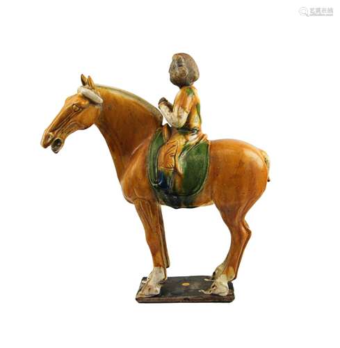 TANG STYLE SANCAI GLAZED HORSE AND RIDER